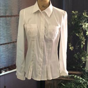 White stretchy nylon shirt.